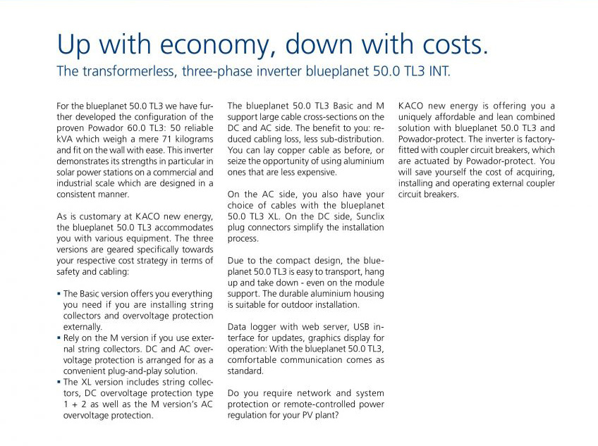 產品特色 KACO(blueplanet 50.0 TL3)